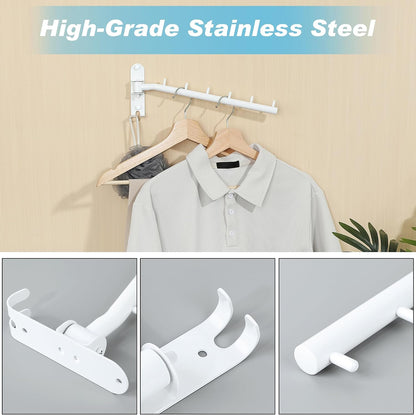 Alise Swing Clothes Hanger Rack,Black Garment Racks Wall Mounted(2P) | Clothes Bar-Hanger Hooks Heavy Duty Swivel Drying Rack Clothing Hanging System Closet Storage Organizer