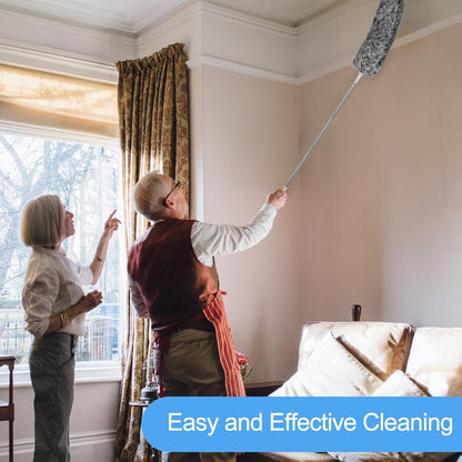 Duster with Extension Pole - Blue | 5-in-1 Kit Dusters for Cleaning, Extendable Duster with 100 Inches, Microfiber Dusters for Ceiling Fans, Furniture, Blinds