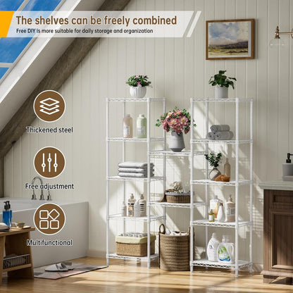 Golpart 4 Tier Adjustable Storage Shelves Metal Utility Shelf Wire Shelving Unit Organizer Rack for Home Kitchen Office Bathroom Pantry Room 12" D x 18" W x 44" H