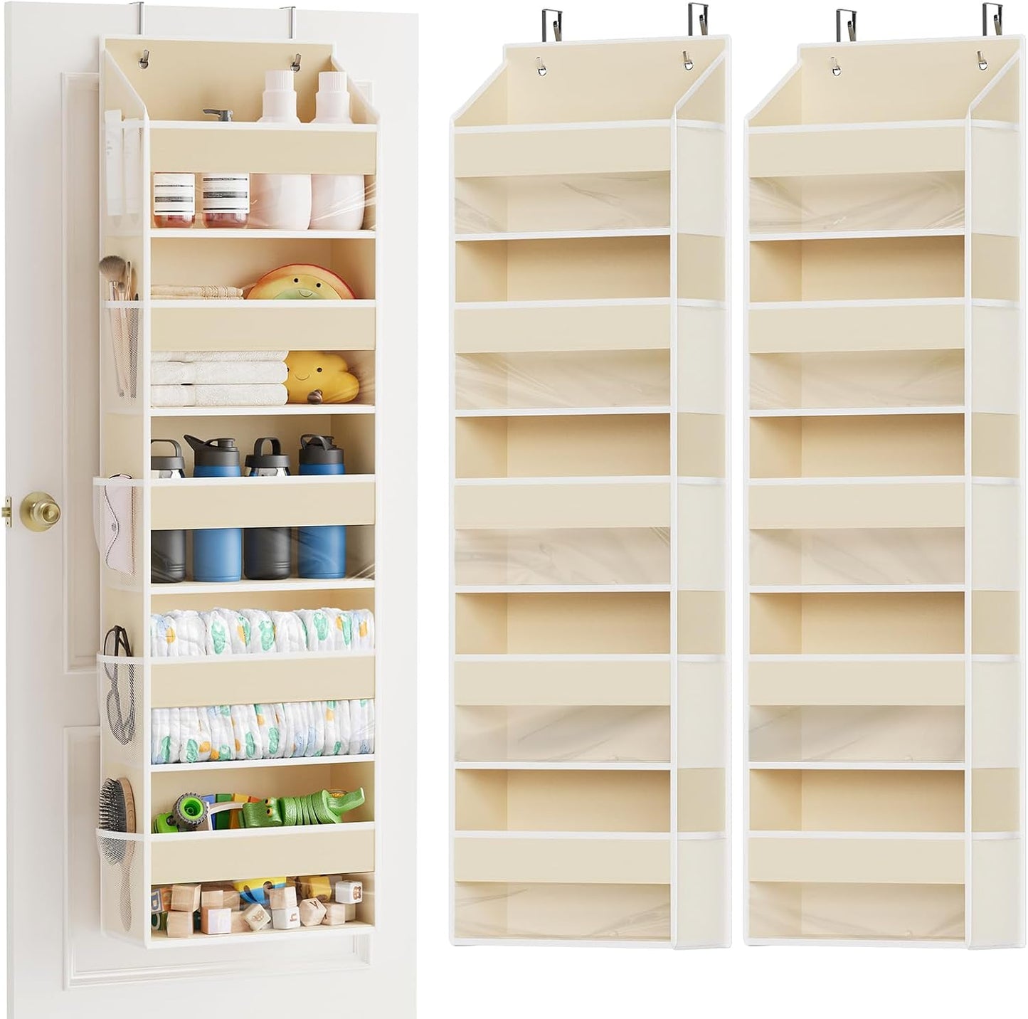 SpaceAid 1 Pack Over The Door Organizer with 5 Large Pockets and 10 Mesh Side Pockets, 5 Layers Door Organizer Hanging with Clear Window for Bedroom, Bathroom, Pantry and Nursery, Gray