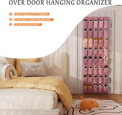 homyfort Over the Door Shoe Organizer, Hanging Shoe Rack Storage Holder with 24 Large Pockets for Closet Door, Men Women Kids Shoes, Cruise (Black)