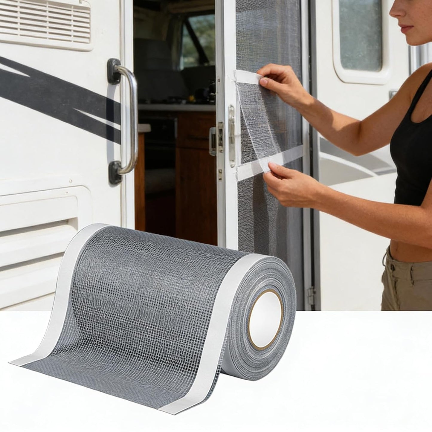 Window Screen Repair Tape, Strong Adhesive Screen Patch, Fiberglass Screens Tape Mesh Repair for Covering Window or Doors Pet Mesh Cage Tears Holes Ideal for Home, Apartment, Dorm