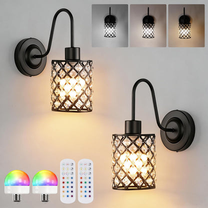 Battery Operated Wall Sconce Set of 2, Rechargeable Wireless Sconces with Dimmable Detachable Magnetic Bulbs and Remote, 3 Colors Wall Lights for Bedroom Living Room Hallway Fireplace