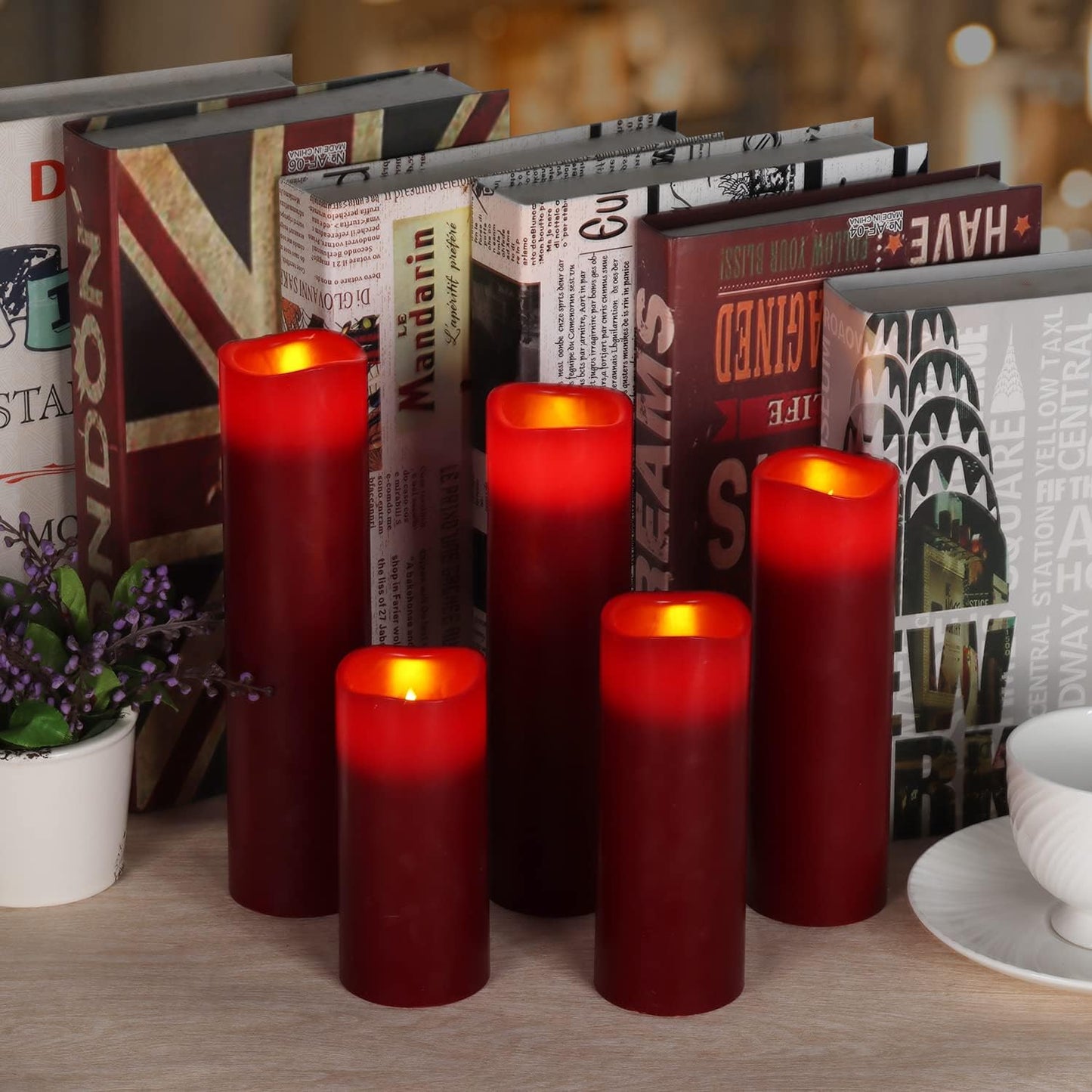 Vinkor Flameless Candles Battery Operated Candles Real Wax Pillar LED Candles with 10-Key Remote and Cycling 24 Hours Timer (Ivory Set of 12 （D: 3" x H: 4"）)