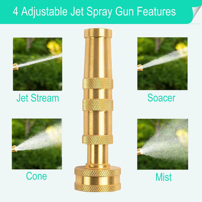 Garden Hose Nozzle, CM CUMIZON Solid Brass Heavy Duty Adjustable Twist Hose Nozzle, High Pressure Water Hose Sprayer Nozzle, 2 Pack | Heavy Duty, Adjustable Twist, High Pressure Water Sprayer