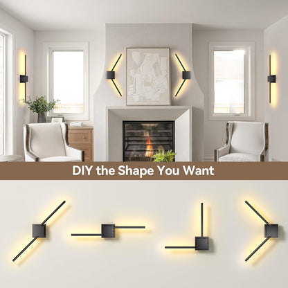 Torchlet Battery Operated Wall Sconces Set of 2 with Remote Control,DIY Independent Rotation Picture Lights,3000K-6000K Dimmable LED Rechargeable Wall Lights for Living Room Bedroom, 28.3'' Gold