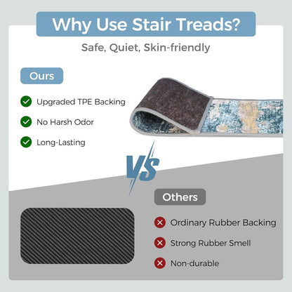 sarben Non Slip Stair Treads for Wooden Steps 15PCS - 8"x30" Indoor Safety Carpet, Edging Mats with TPE Adhesive Backing, Pet and Elderly Friendly Stair Rugs (Taupe) - Colors A