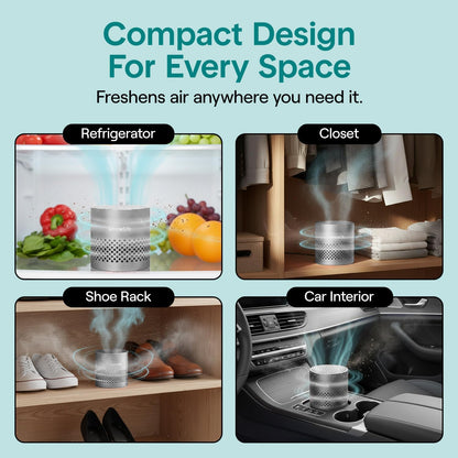 SereneLife Fridge Deodorizer & Odor Eliminator, Multi-Use Refrigerator Deodorizer Aluminum Pod for Freezer, Closet, Car, Shoes & Enclosed Spaces, Compact, Reusable & Lasts Up to 10 Years (Gray)