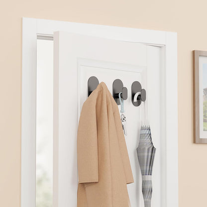 Aikzik Black Adhesive Hooks Heavy Duty-Max 26lb, Wall Hooks for Shower, Bathroom, Towel, Coat, Robe, Stainless Steel Hooks for Hanging, Sticky Hooks for Walls No Damage- 4 Pack