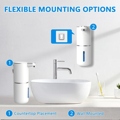Automatic Soap Dispenser Touchless, USB Rechargeable Automatic Foaming Soap Dispenser, 12.8oz/380mL, 4 Level Adjustable, 1500mAh Smart Wall Mounted for Bathroom Kitchen Dish/Hand Soap