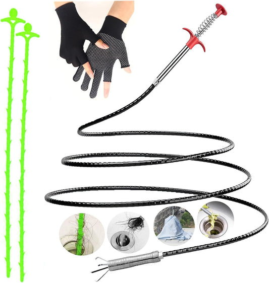 62inch Drain Clog Remover Toilet Snake Plumbing Snake Grabber Reacher Tool with Spiral 4-Claw Grabber-Spring,Unclogs Hair&Sundries&Keys/Jewelry/Clothes,for Kitchen/Bathtub/Sewer/Toilet