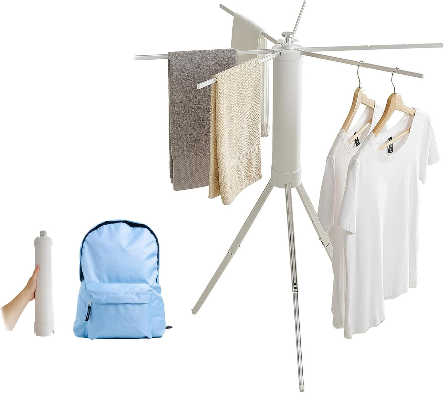 JOOM Tripod Clothes Drying Rack, Garment Rack Portable and Foldable Space Saving Laundry Drying Rack - Drying Rack Clothing Floor Folding Balcony Bedroom Household Wooden