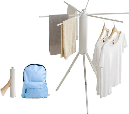 JOOM Tripod Clothes Drying Rack, Garment Rack Portable and Foldable Space Saving Laundry Drying Rack - Drying Rack Clothing Floor Folding Balcony Bedroom Household Wooden