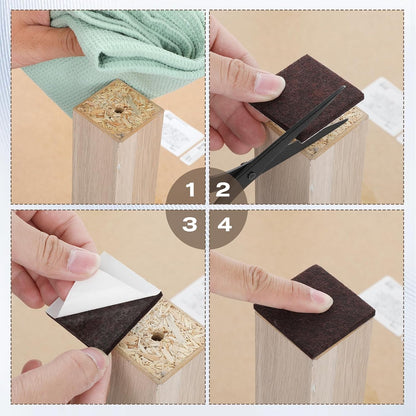 12Pcs Square Felt Furniture Pads 2 inch x 2 inch Self-Adhesive Table Leg Floor Protectors Cuttable Anti Scratch Furniture Pads for Hardwood Floors (Brown)