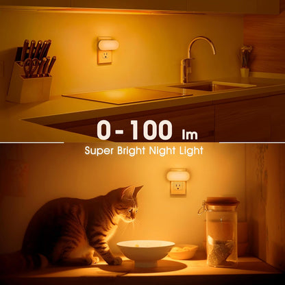 DORESshop Led Night Light, Plug into Wall, [2 Pack] with Dusk to Dawn Sensor, 1W 5000K Dimmable Night Light from 0LM to 100LM for Bathroom Hallway Bedroom Kids Room Stairway