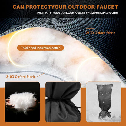 Outdoor Faucet Covers, Winter Water Faucet Cover Socks Anti-Freezing Protection Cover,25"Lx13"W Thicker Reusable Waterproof Insulated Spigot Cover, Yard Faucet Pipe Insulation Cover(1Pack black)