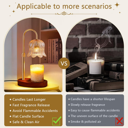 CRMILL Candle Warmer Lamp Electric Timer - Candles Warming Light Height Adjustable Dimmable Warmers Flower Lamps No Flame Heat Warm Melt Wax Jar Modern Home Decor Table Lights for Home Living Bedroom