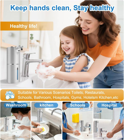 Automatic Foaming Soap Dispenser with Digital Display, 6-Level Foam Adjustable, Rechargeable, 12.8oz/ 380ml Wall Mounted Touchless Hands Free Auto Dispenser for Kitchen, Bathroom, Hotel, Restaurant