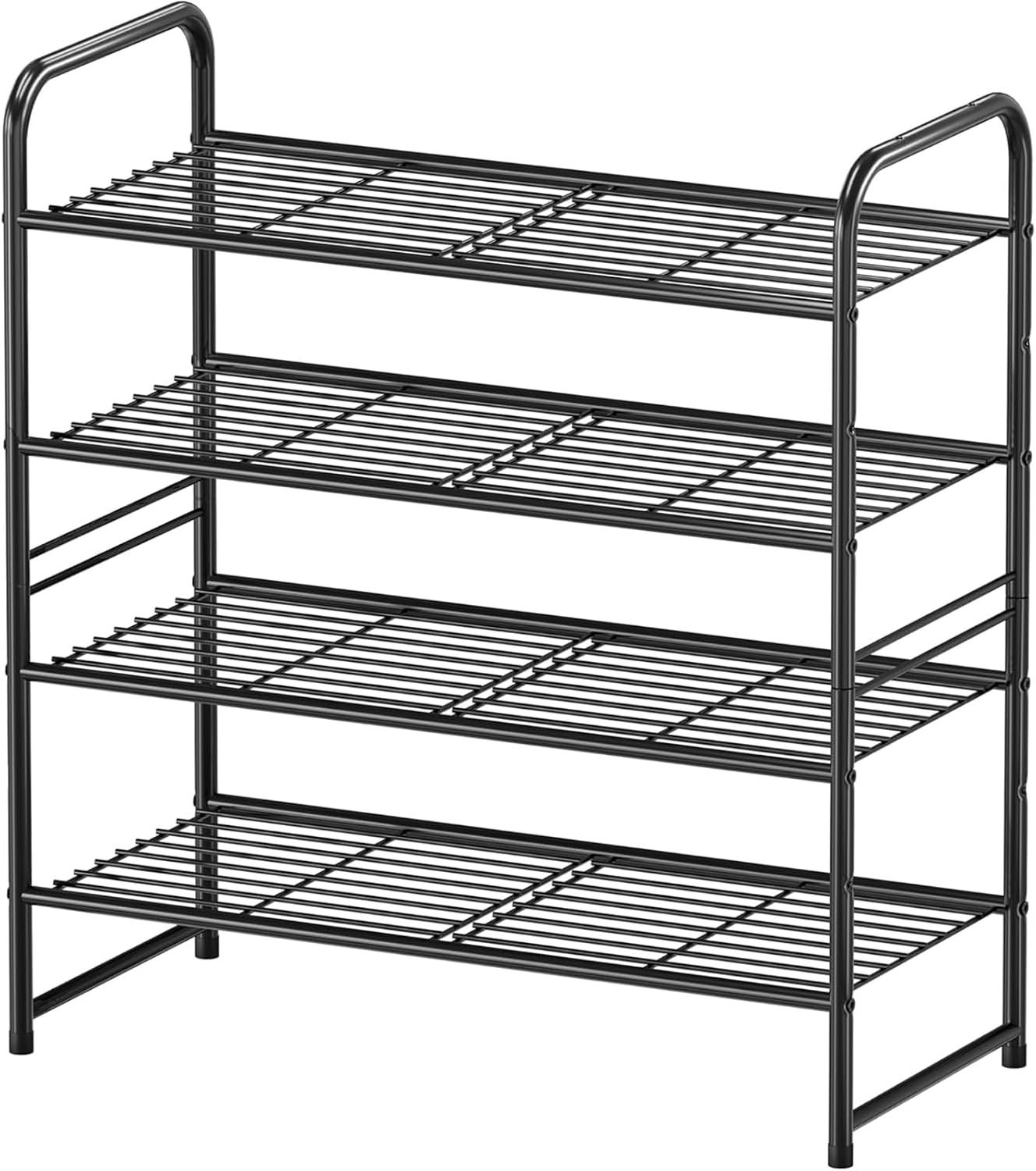 Simple Shoe Rack 2 Tier 27 Inch Wide, Heavy Duty Metal Closet Shoe Organizer Shelf for Entryway, Front Door, Black