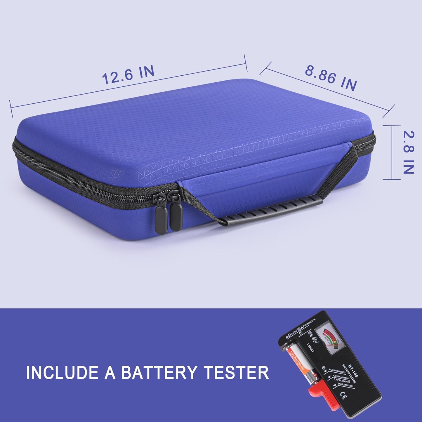 Battery Organizer Storage Case with Tester for AA AAA C D 9V Battery Holder 7 Batteries Variety Pack 111 Batteries Mesh Bag (Batteries Not Included) (black-green)