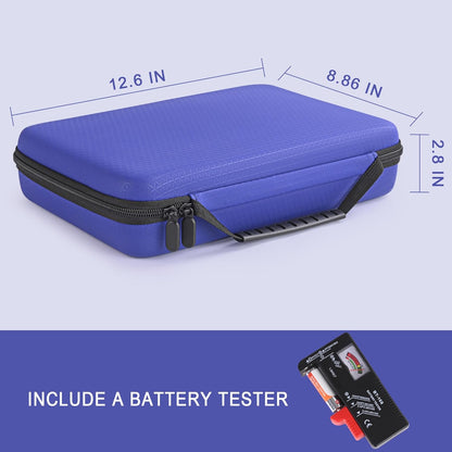 Battery Organizer Storage Case with Tester for AA AAA C D 9V Battery Holder 7 Batteries Variety Pack 111 Batteries Mesh Bag (Batteries Not Included) (black-green)