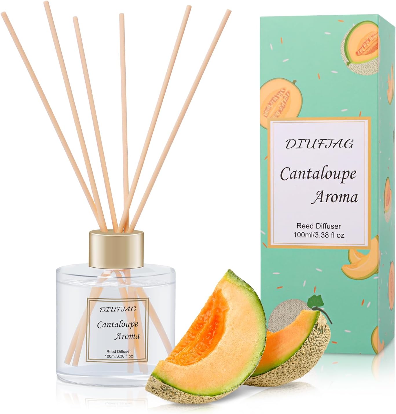100ml Scent Diffuser with 6 Fiber Sticks, 3.5 oz Reed Diffuser Set Aromatherapy Fragrance Diffusers Air Fresheners for Home Bedroom Bathroom (Coconut)