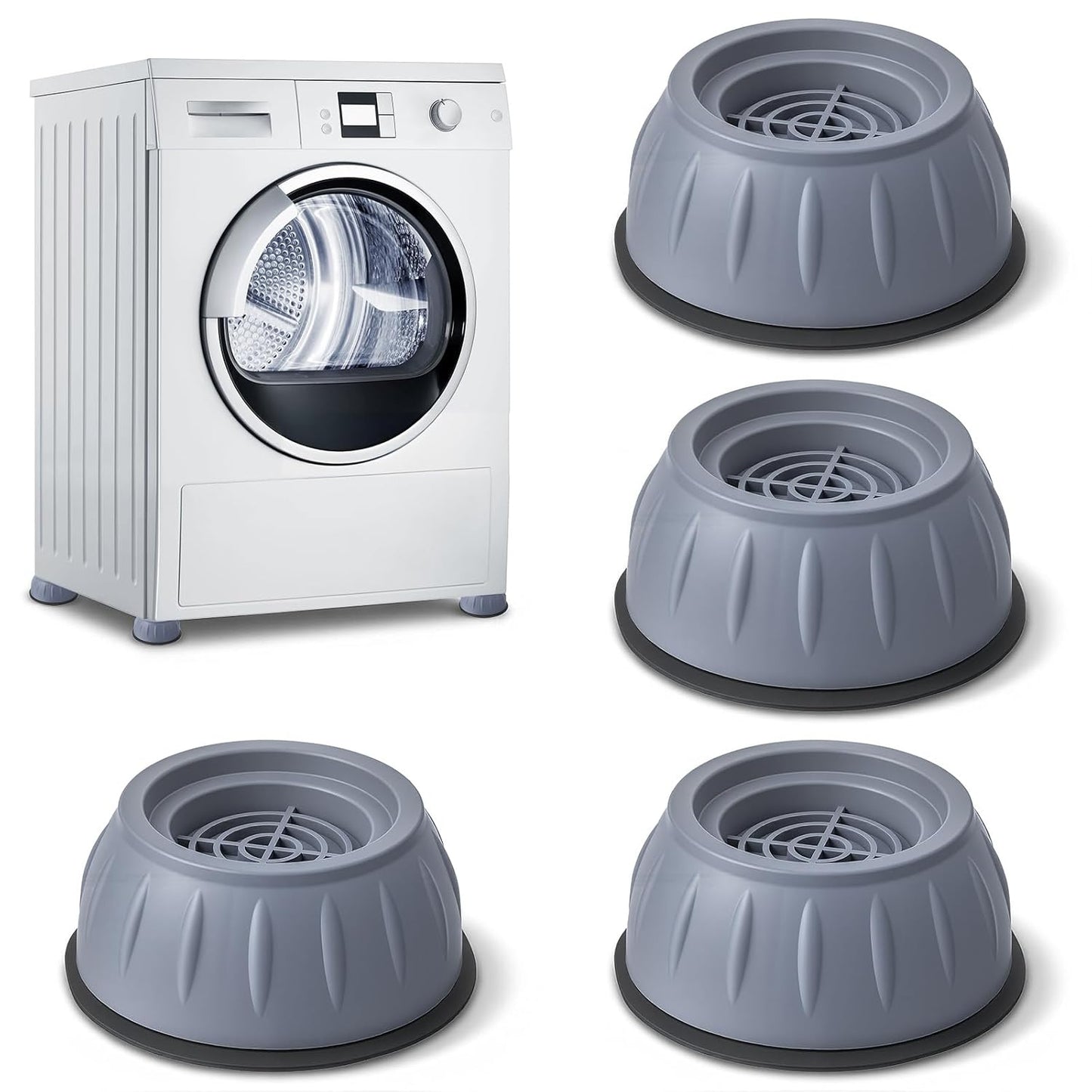 Washer Anti Vibration Pads, 4 Pcs Anti Vibration Pads for Washing Machine and Dryer - Reduce Noise, Stop Moving Shaking Walking, Rubber Feet Stabilizer, Universal Size