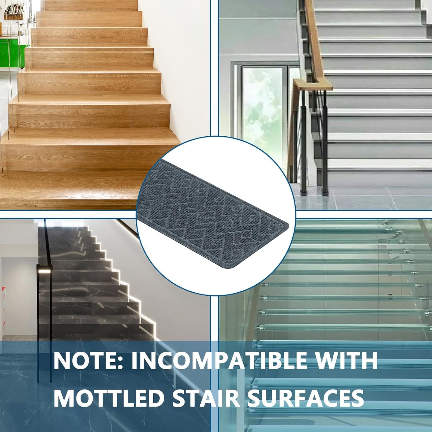 KOOTETA Stair Treads for Wooden Steps Indoor, 15 Pack 8" X 30" Non Slip Carpet Stair Treads with Reusable Adhesive for Kids Elders and Dogs, Surface Polyester TPR Backing Stair Runner Rugs, Dark Grey