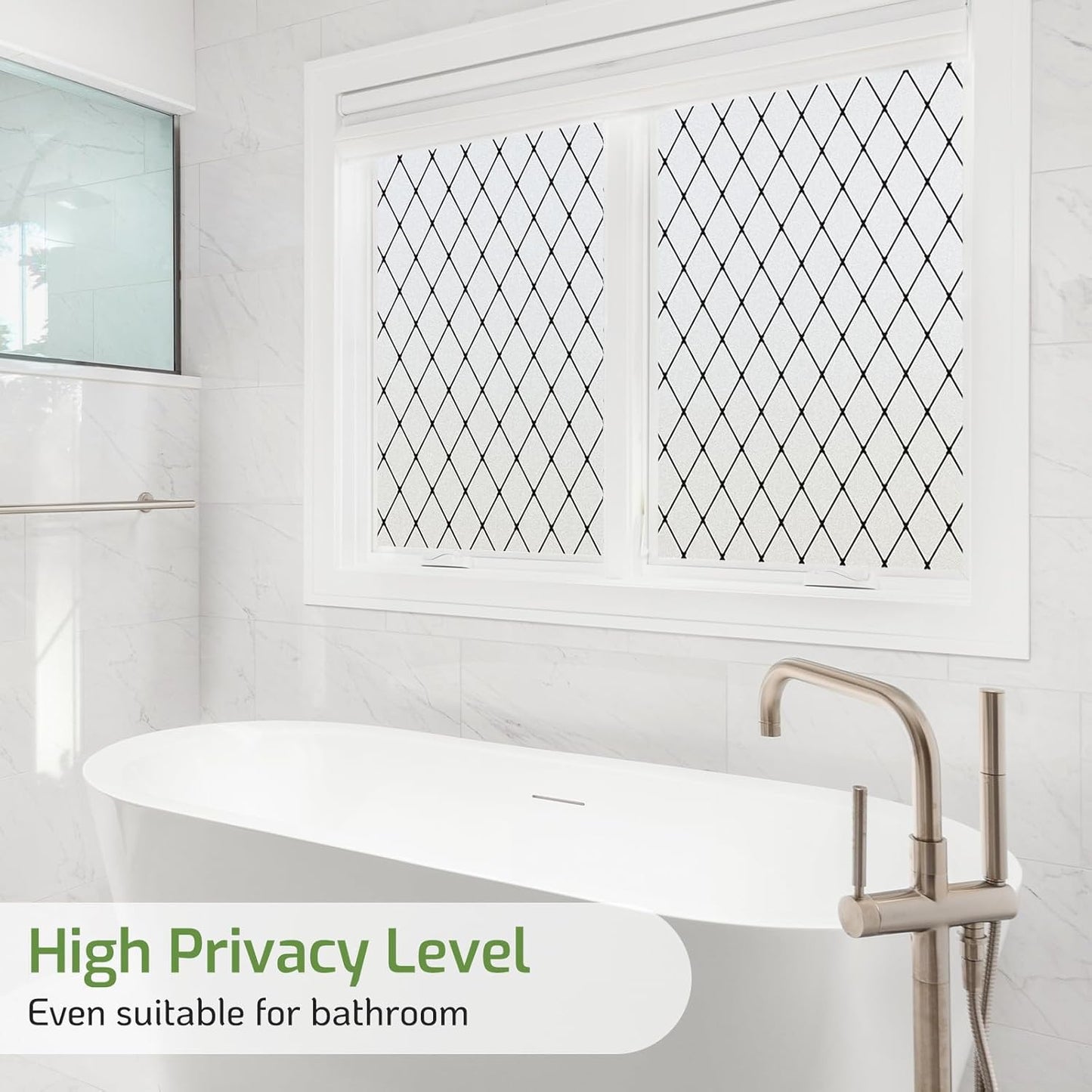 LUTE Window Privacy Film, Frosted Glass Window Film for Bathroom, Static Cling Removable Heat Control Glass Coverings, Non Adhesive Opaque Door Sticker for Home Office (Pure, 17.5" x 78.7")