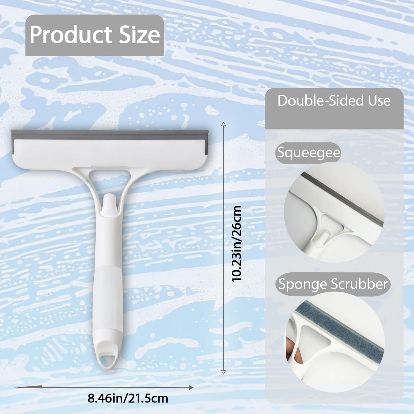 3 in 1 Window Cleaning Scraper,Multifunctional Spray Window Squeegee Cleaner Tool,Mirrors Scraper,Squeegee and Scrubber Spray Bottle Window Squeegee for Glass Doors,Glass Cleaner Tool