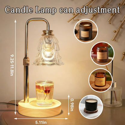 Droyek Candle Warmer Lamp with Timer Electric Adjustable Height Candle Warmer Dimmable Wax Warmer Lamp Jar Candles with 2 Bulbs for Home Decor & Office