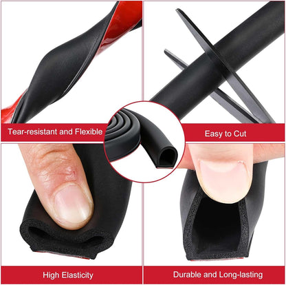 Pangda 10Ft D Shape Rubber Weather Stripping Foam Self-Adhesive EPDM Door Seal Strip for Noise Reduction Waterproof Dustproof for Cars Boats Truck RVs Windows Doors (3/4" W × 3/4" H)