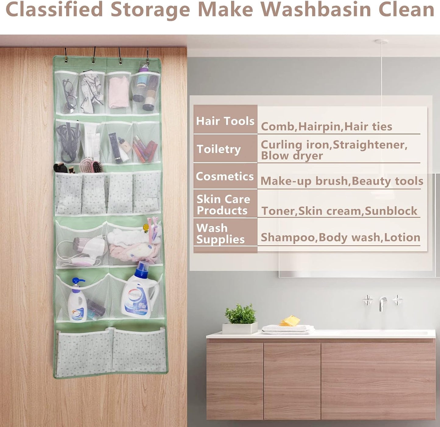 2 Pack- 12 Pocket Over Door Hanging Storage Organizer with 4 Kinds Pouch,Back of Closet Hanging Shelf Storage Organization for Sock,Hat,Underwear,Behind Door Caddy in Bedroom,Bathroom,Entrance,Dorm,RV