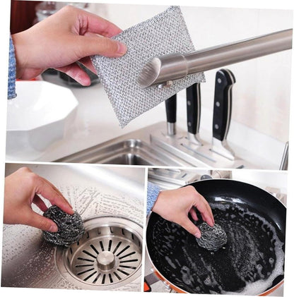 Ipetboom Cleaning Brushes Steel Scrub Sponges Dish Washing Scrub Pad Non Scratch for Kitchen Cooking Top Stove Random Color