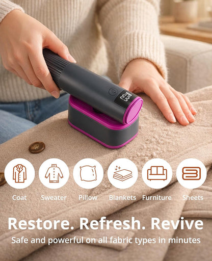 Fabric Shaver, 2-in-1 Rechargeable Lint Shaver with Dual Shaving Heads, Digital LED Display, 6-Leaf Blades, 2-Speed Sweater Shaver to Remove Pilling & Fuzz from Clothes, Furniture, Couch