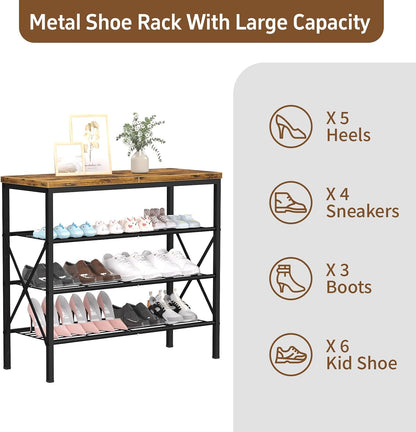 8 Tiers Tall Shoe Rack Organizer, Large Capacity Shoe Rack Holds 32 Pairs of Shoes, Durable and Stable, Adjustable Metal Shelf Stackable Shoe Shelf for Entryway, Hallway, Living Room, Closet