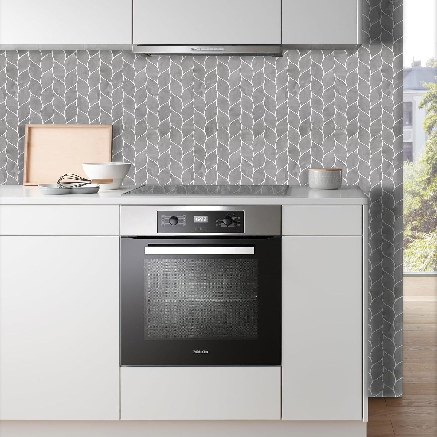 Tilingview 10 Pcs Vinyl Leaf Peel and Stick Tile for Kitchen Backsplash, Premium Self-Adhesive Tiles Plastic Wall Stickers Art Mosaics (Blue Gray)