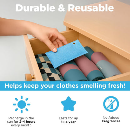 Closet & Dresser Odor Eliminator - Activated Charcoal Odor Absorber for Small Spaces, Air Fresheners for Home, Natural, Non-Toxic Air Freshener for Closet & Drawers - 4 Pack