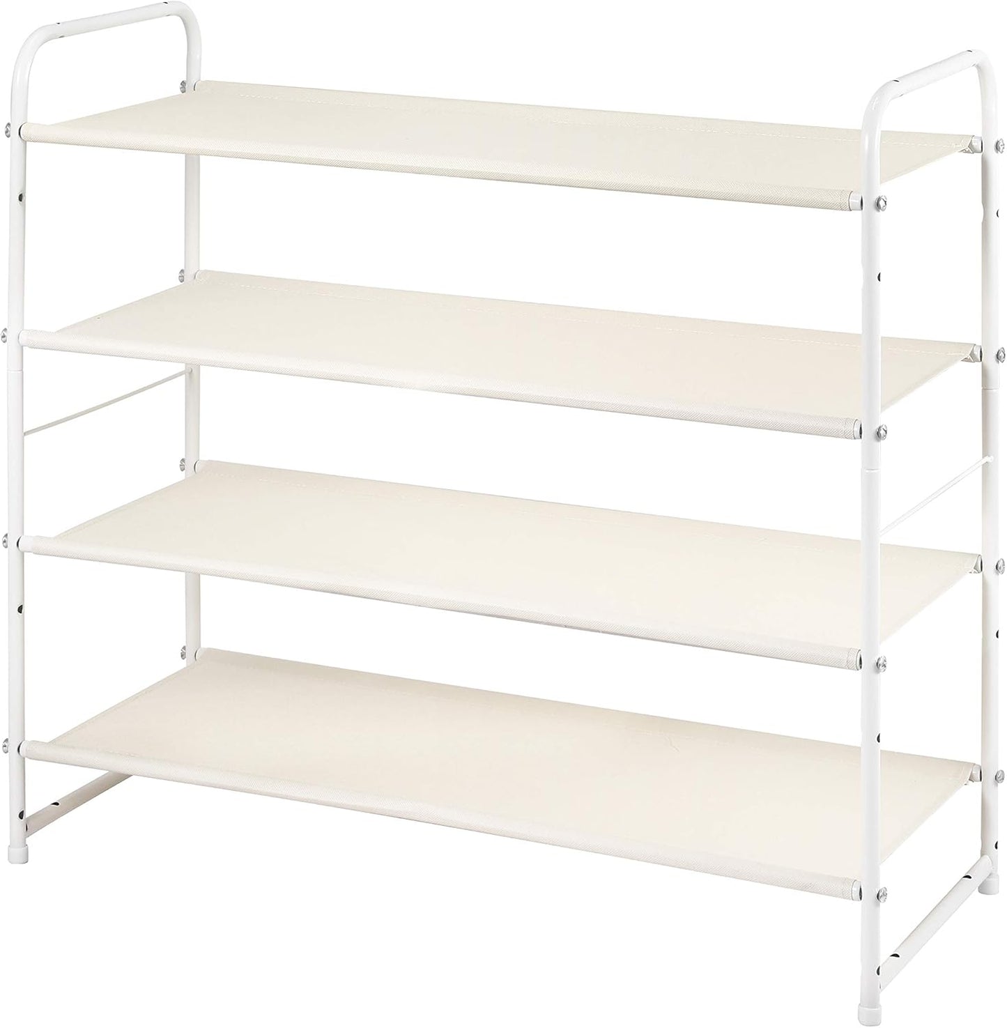 Simple Trending 3-Tier Stackable Shoe Rack, Expandable & Adjustable Shoe Shelf Storage Organizer, Wire Grid, Black