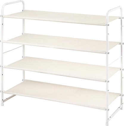 Simple Trending 3-Tier Stackable Shoe Rack, Expandable & Adjustable Shoe Shelf Storage Organizer, Wire Grid, Black