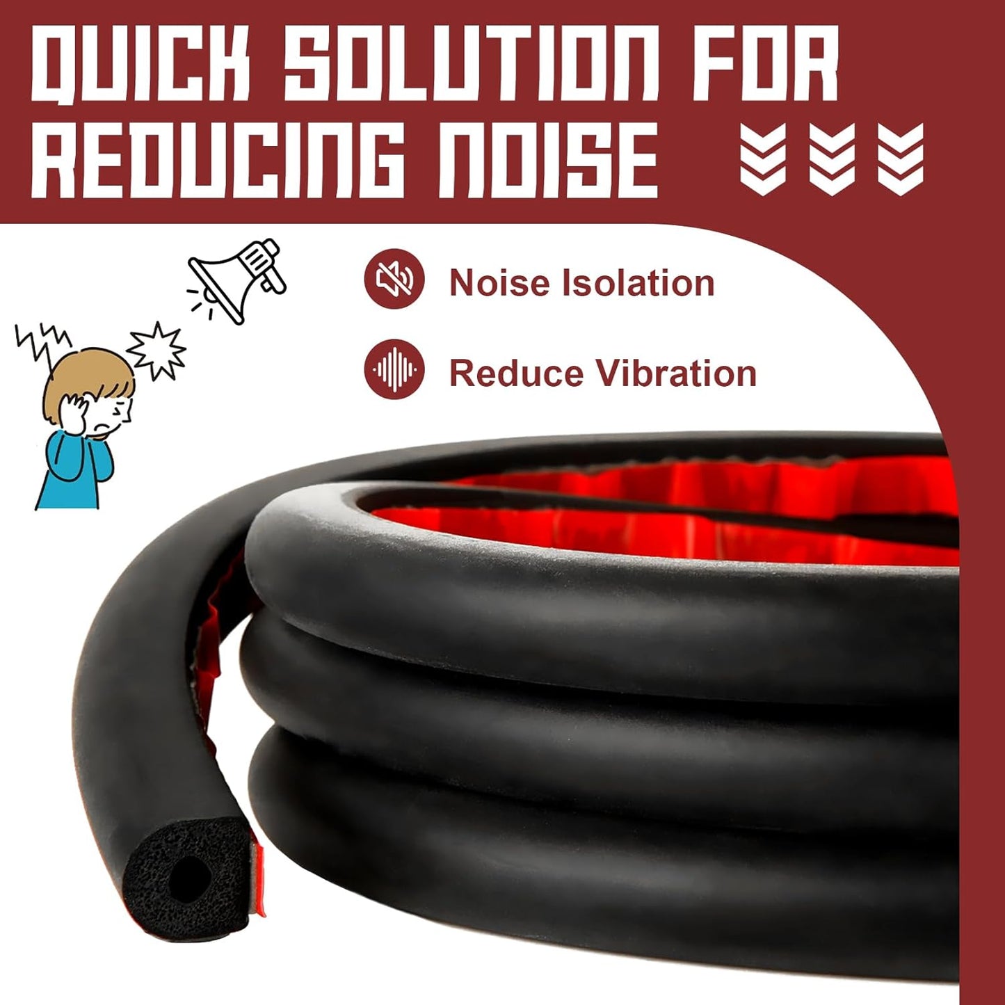 26Feet D Shape EPDM Foam Rubber Seal with Tape, 1/2”W Self-Adhesive Rubber Automotive Weather Stripping for Most Car,Truck, Boat, Auto, RV, Marine, Garage Doors/Window and More