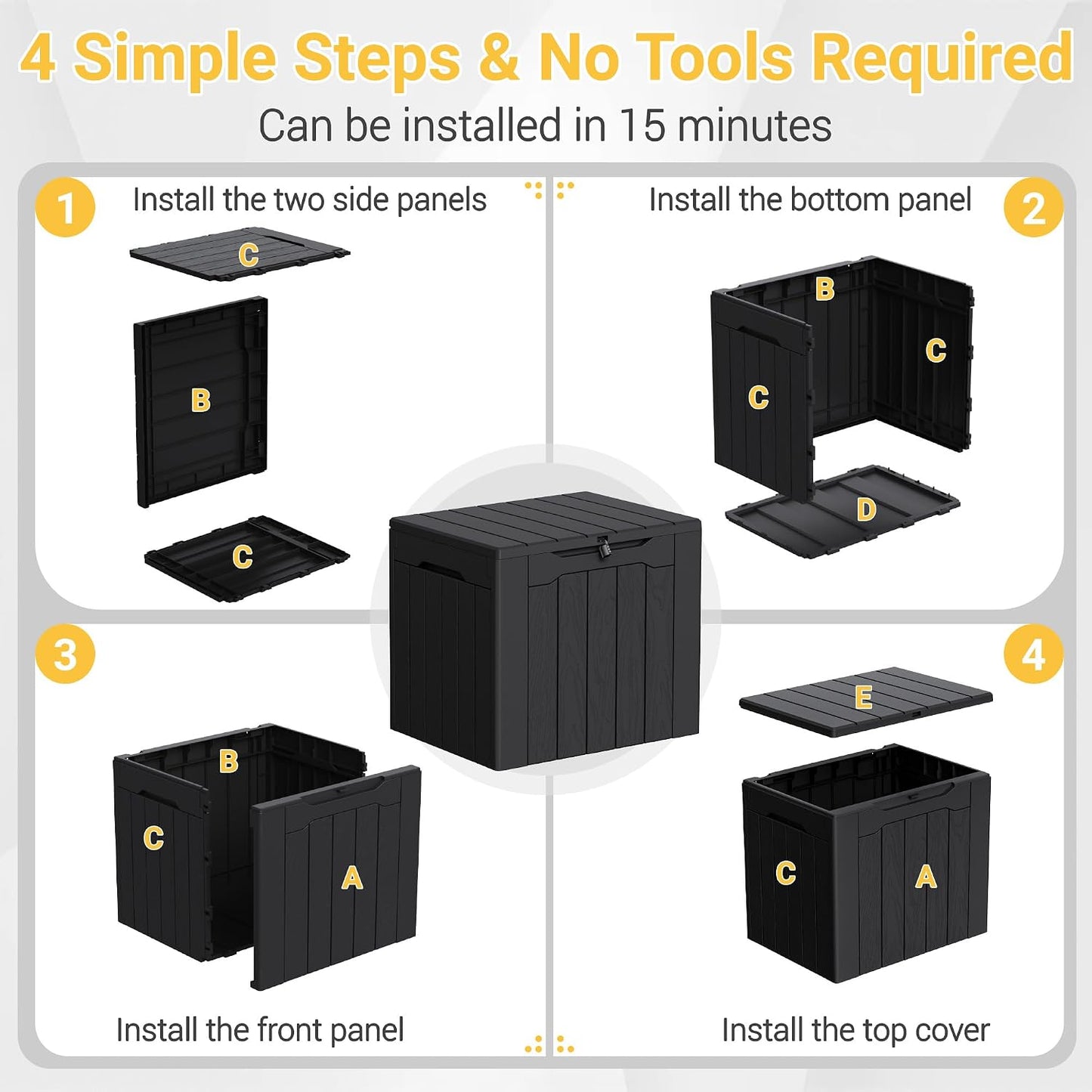 Greesum 31 Gallon Resin Deck Box All Weather Outdoor Storage Boxes for Patio Furniture Set,Outdoor Toys,Garden Tools,Black