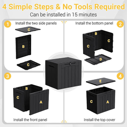 Greesum 31 Gallon Resin Deck Box All Weather Outdoor Storage Boxes for Patio Furniture Set,Outdoor Toys,Garden Tools,Black
