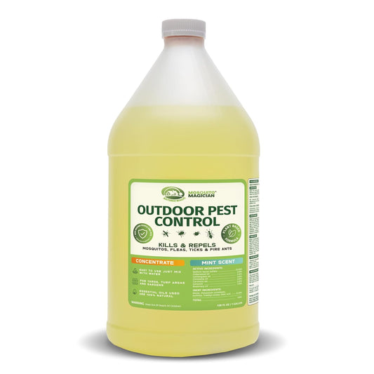 Mosquito Magician Liquid Concentrate – Kills Mosquitoes, Fleas & Fire Ants, Repels and Prevents Ticks – Essential Oil Yard Treatment Spray – Use with Sprayers, Foggers & Misting Systems – 32 oz, Mint