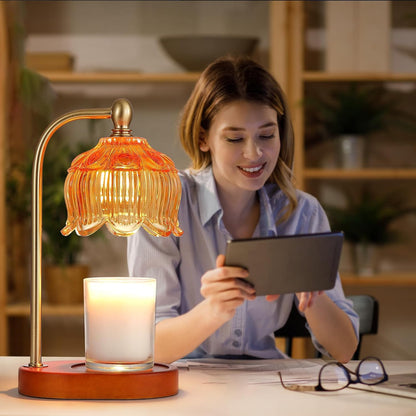 MEIXISUE Candle Warmer Lamp with Timer and Dimmer,Electric Gold Light Gifts for Women Melt Wax Warmer Lamp with 2 Bulbs for Candle Jars House Warming New Home Decor Bedroom