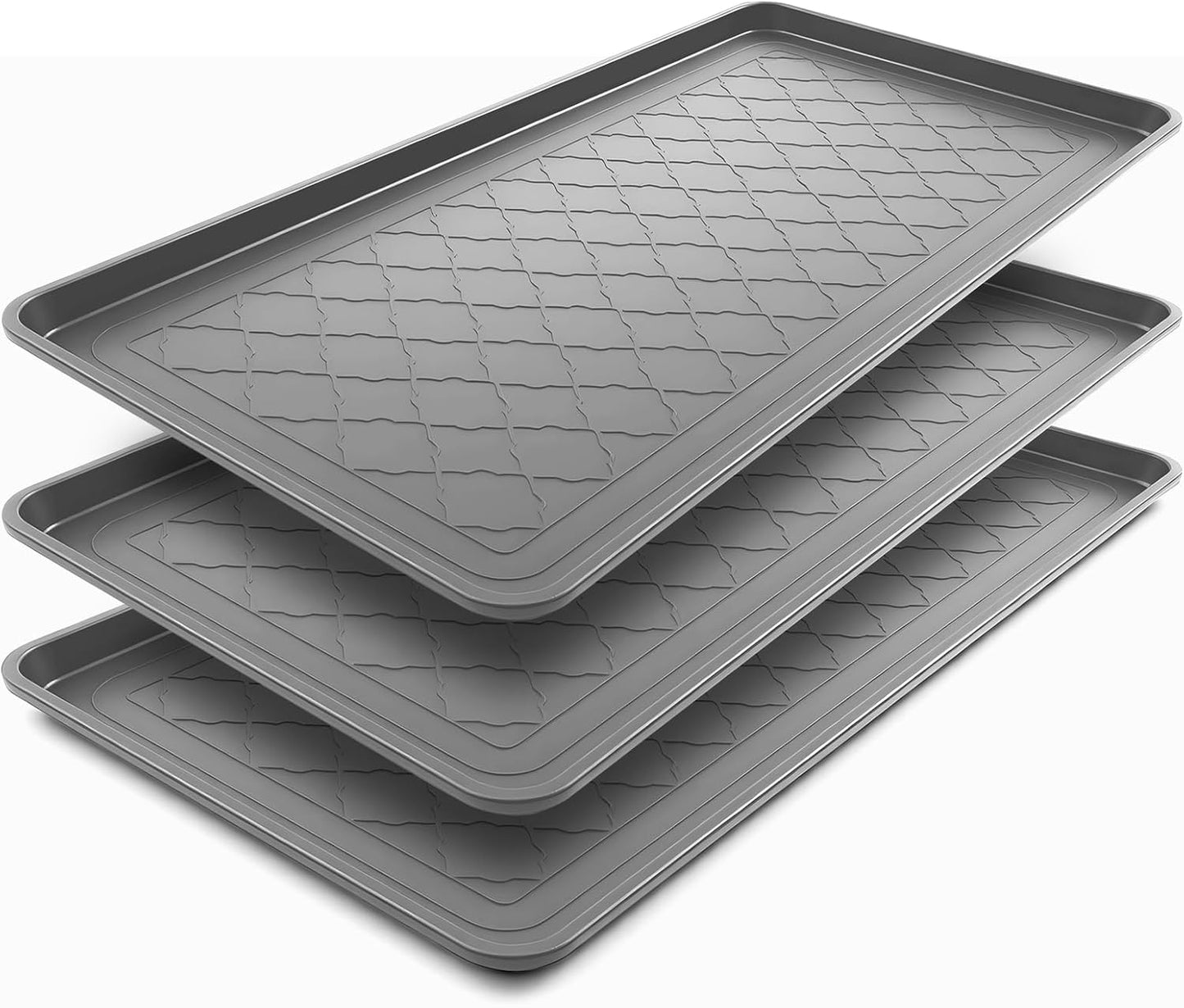 Geelin 3 Pack Extra Large Boot Tray 40"x20" Long Shoe Mats Boot Storage with Raised Edge Waterproof Plastic Wet Shoe Tray for Entryway Floor Indoor Outdoor Mudroom Multi Use(Black)