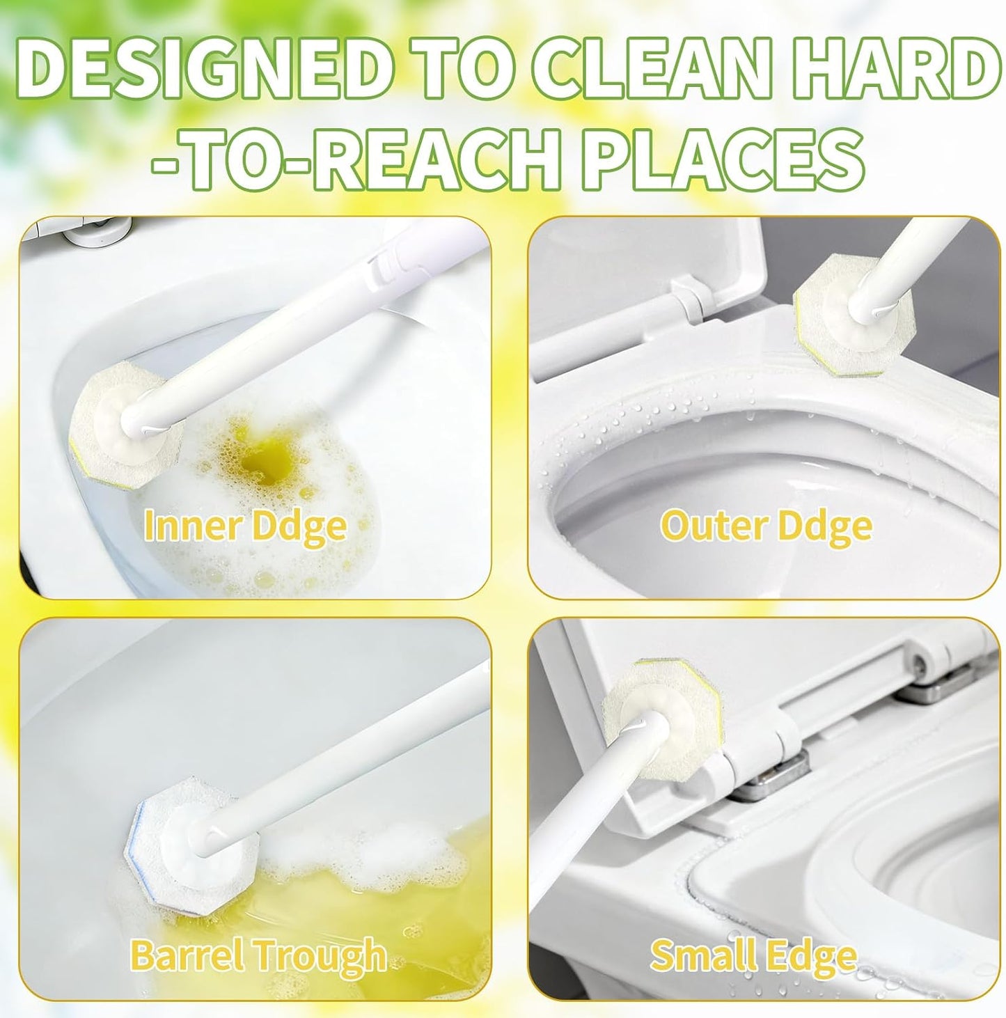 Toilet Bowl Wand Refills for Clorox, Toilet Cleaner Refills,100 Count | Compatible with Clorox Toilet System, Pre-Loaded Cleaner, 3-Layer Scrub Pads, 4X Cleaning Power , Lemon Lavender Scent