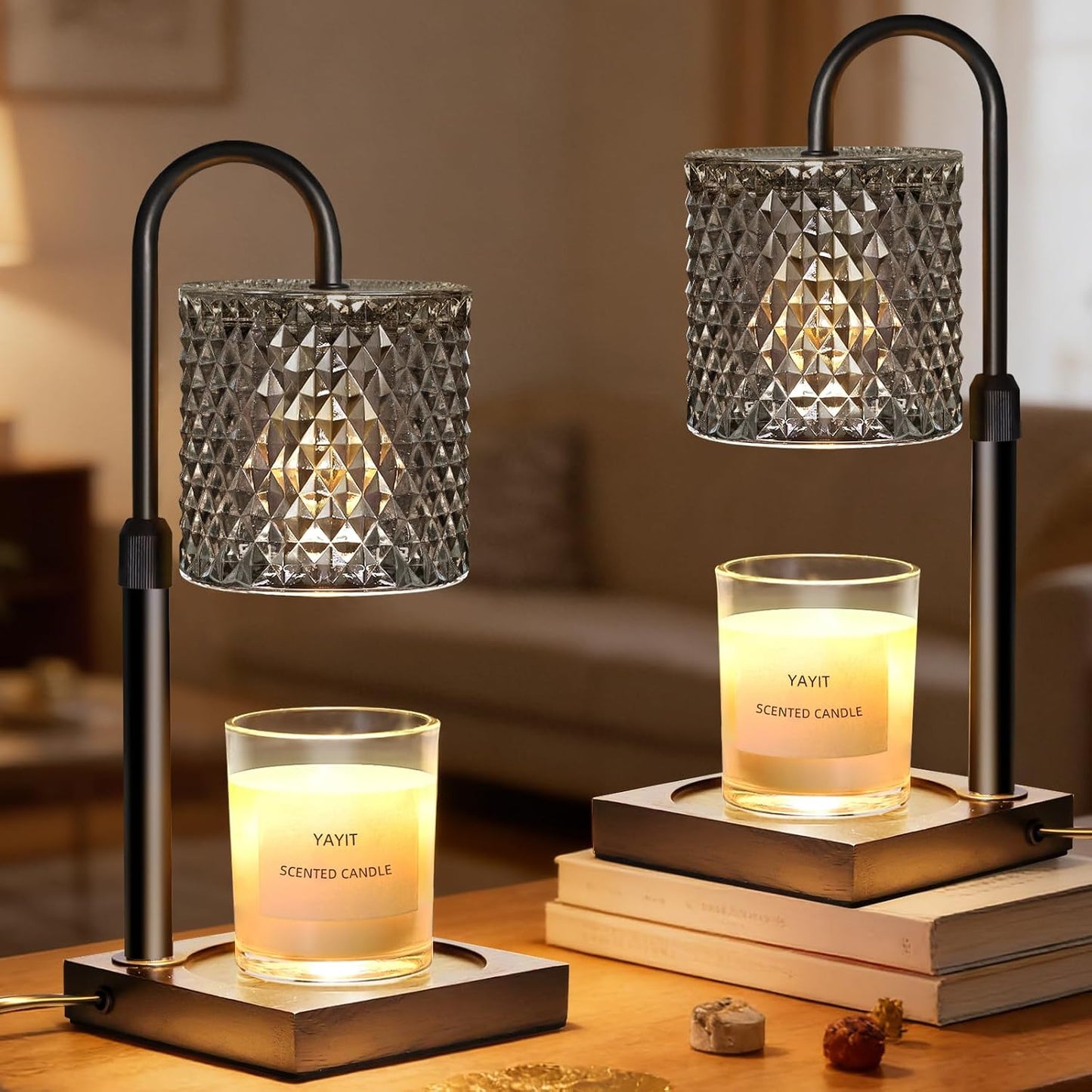 Candle Warmer Lamp with Timer Dimmer Adjustable Height, Candle Warmer with 2 Bulbs for Jar Candles, Home Decor, for Women Birthday