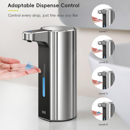 EKO Aroma 9 fl oz Automatic Liquid Soap Dispenser, Rechargeable & Water-Resistant Soap Dispenser for Kitchen and Bathroom with Adjustable Volume Control (Matte Black Steel)