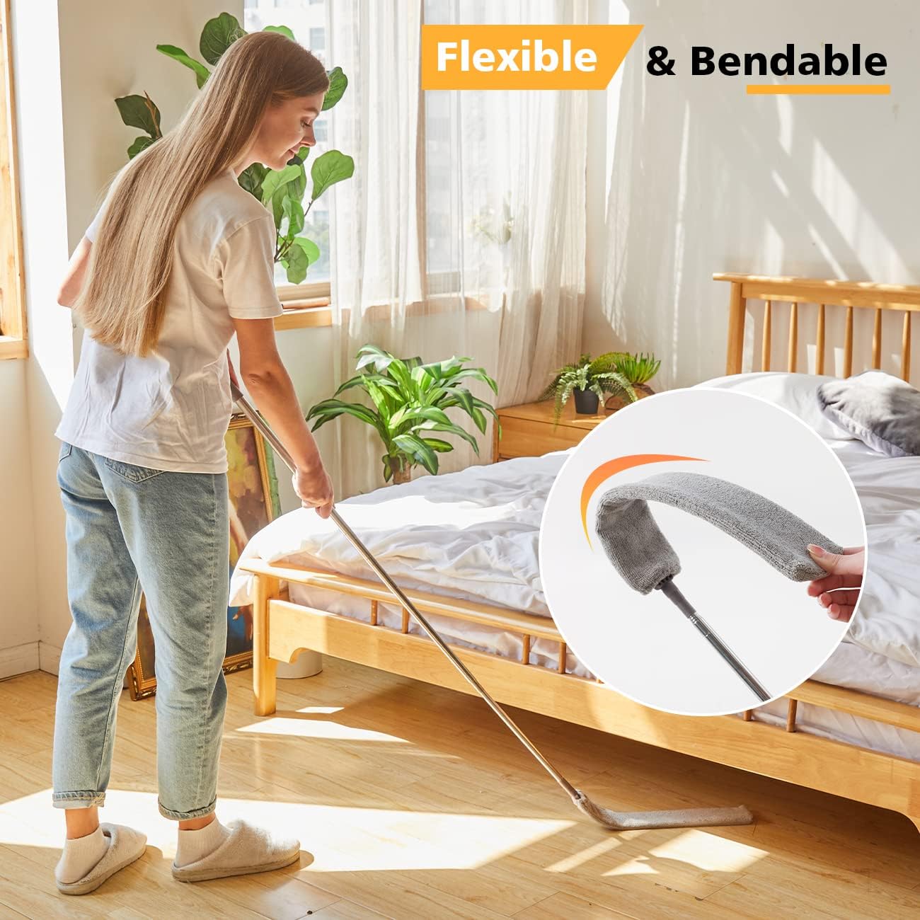 Microfiber Duster Kit for High Ceiling (6pcs), Extendable Dusters for Cleaning with 100" Extension Pole, Long Feather Duster for Fan/Car, House Cleaning Tool Kit by OOSOFITT